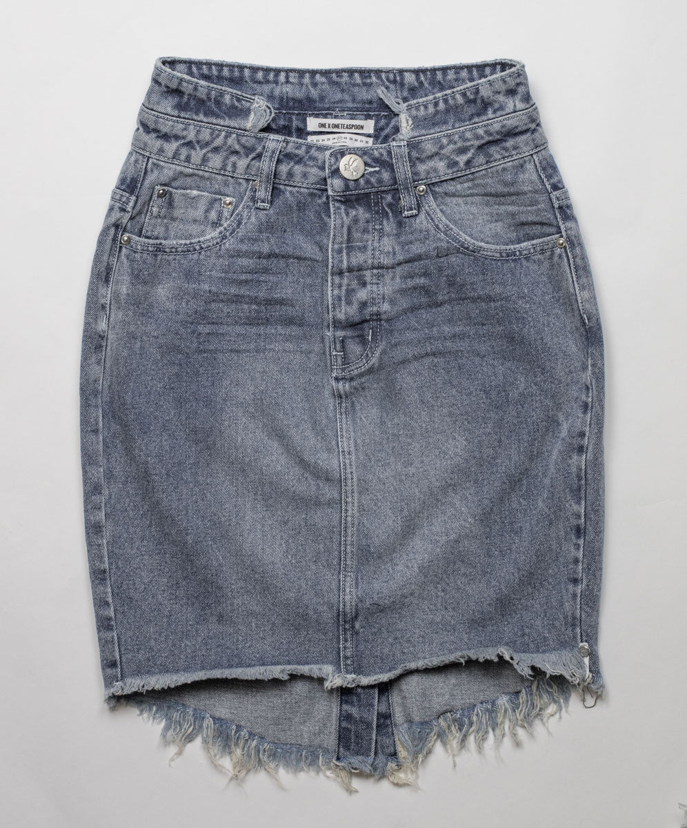 2020 High Waist Mini Denim Skirt - Blue Society