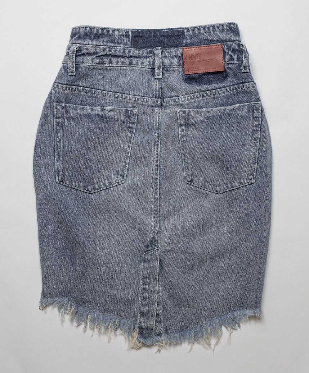 2020 High Waist Mini Denim Skirt - Blue Society