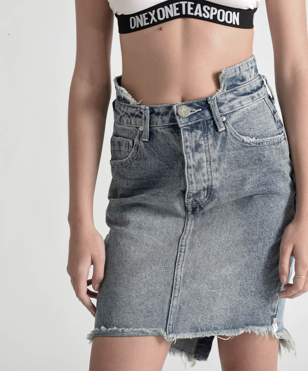 2020 High Waist Mini Denim Skirt - Blue Society