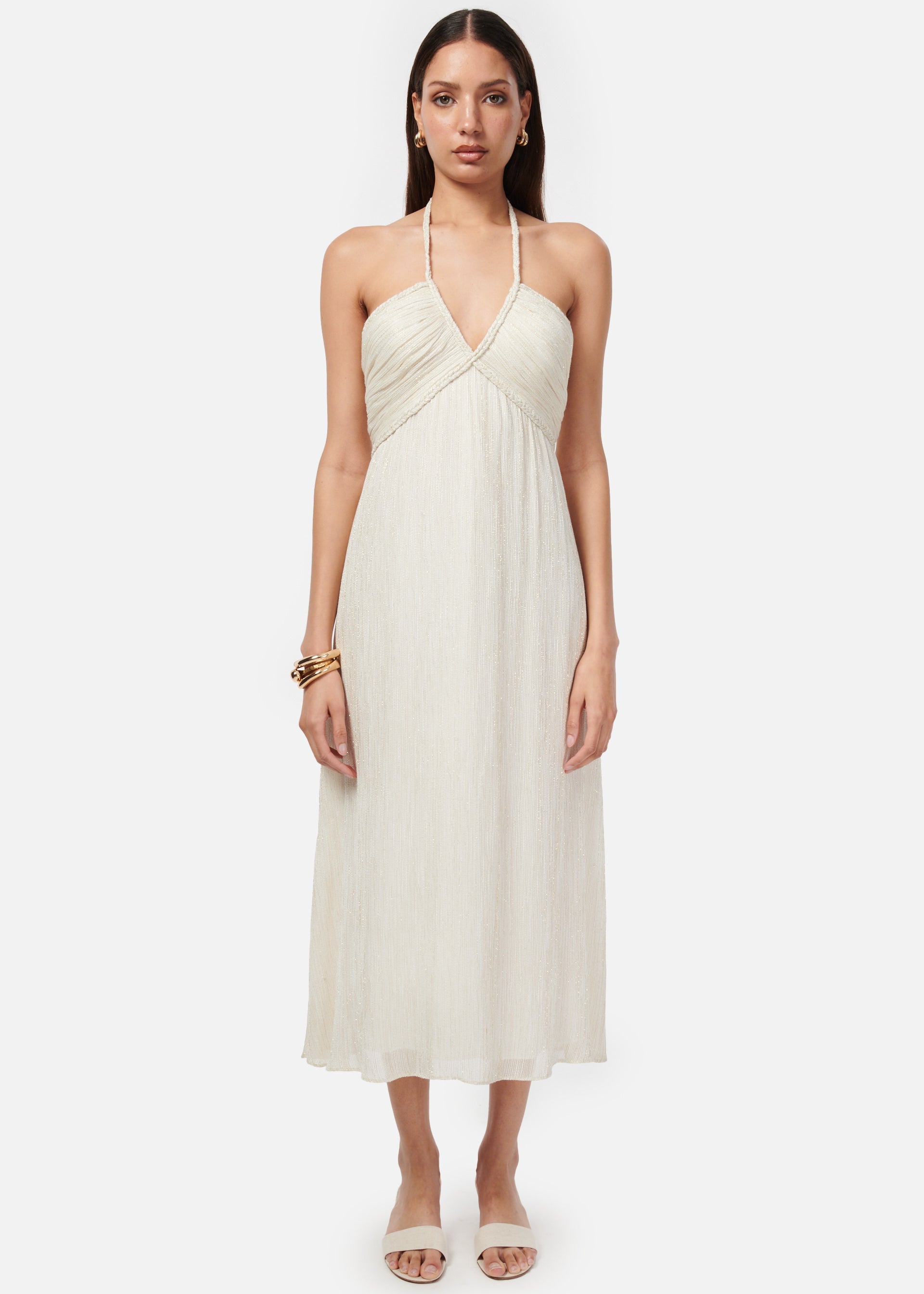 Sonoma Metallic Chiffon Dress White