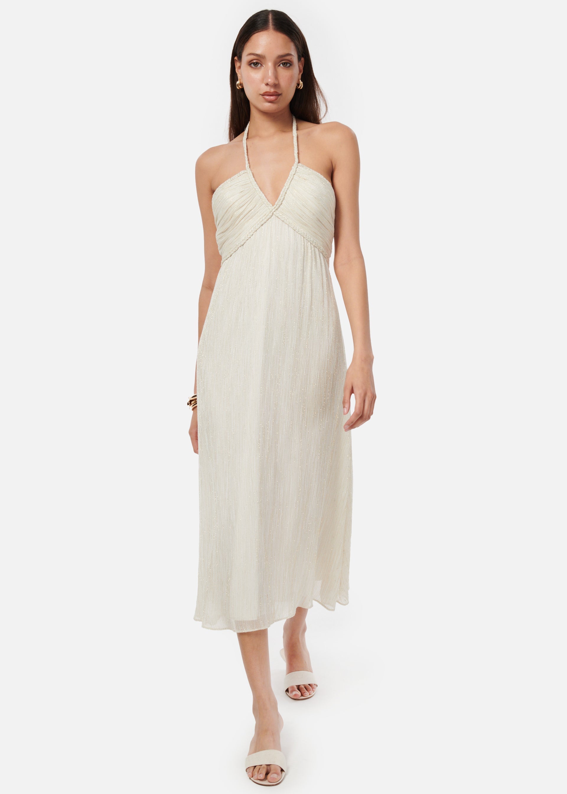 Sonoma Metallic Chiffon Dress White