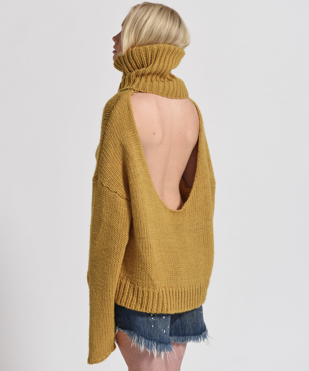 Winona Keyhole Roll Neck Sweater - Mustard