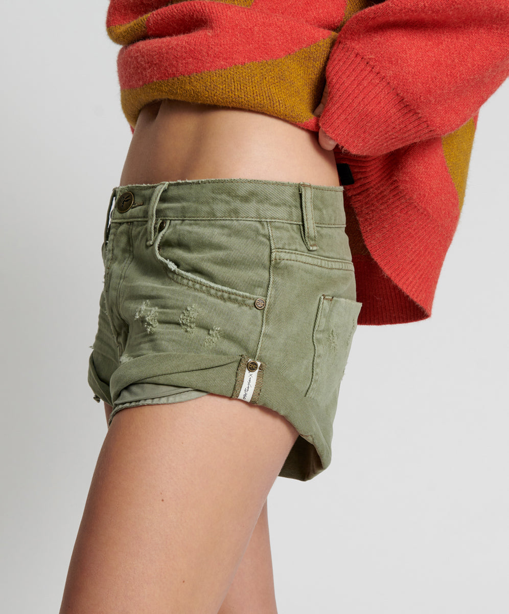 Bandits Low Waist Denim Shorts - Archived Super Khaki