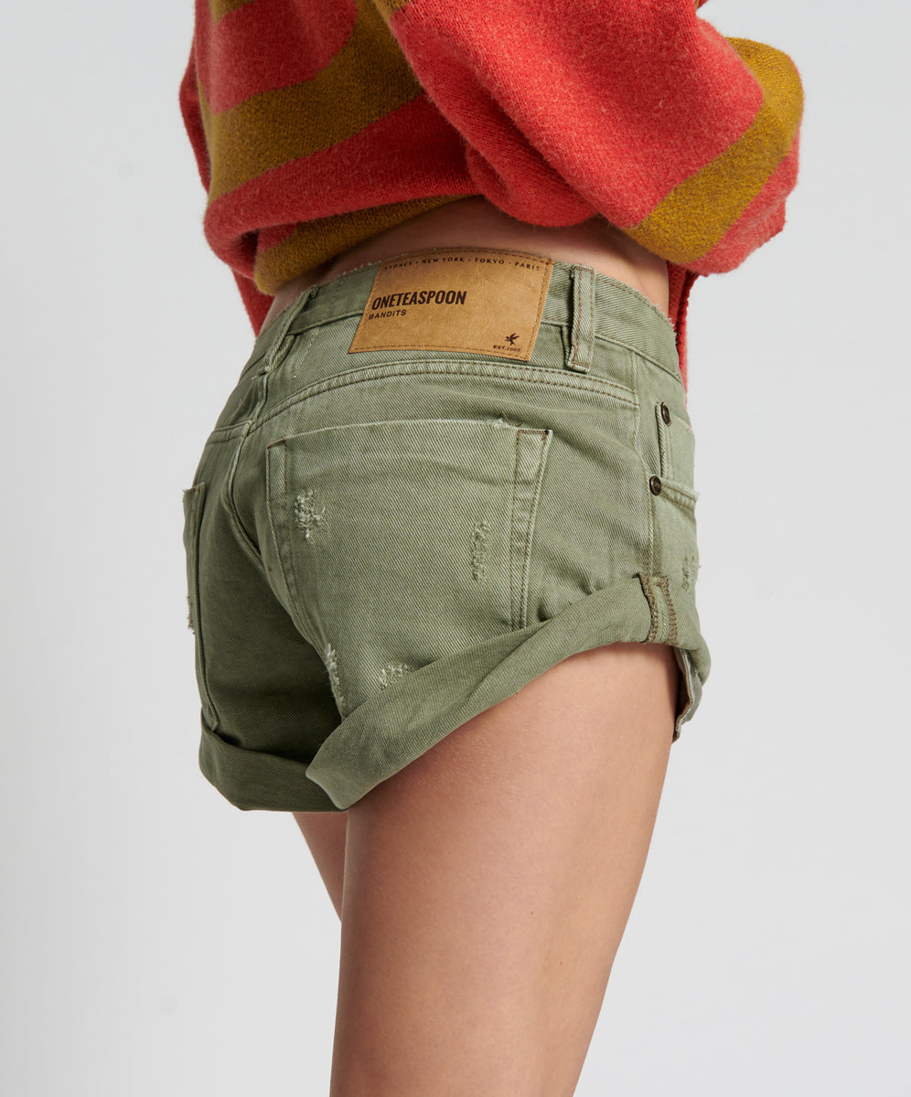 Bandits Low Waist Denim Shorts - Archived Super Khaki