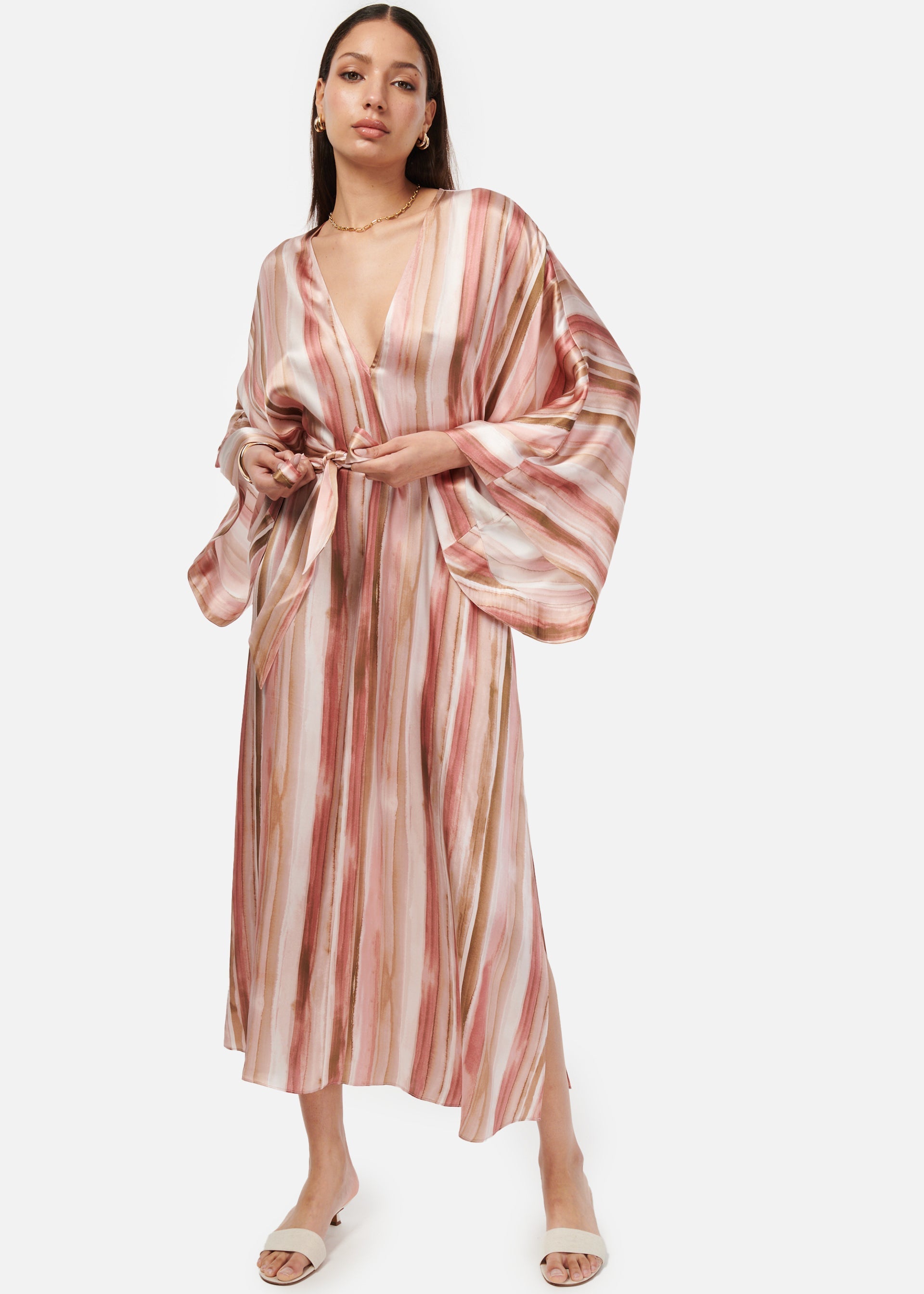 Xanthe Kaftan Dress Painterly Stripe