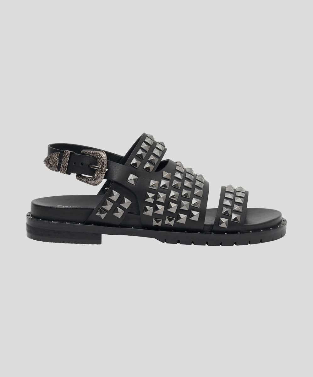 Studded Vivienne Slides - Black Metal