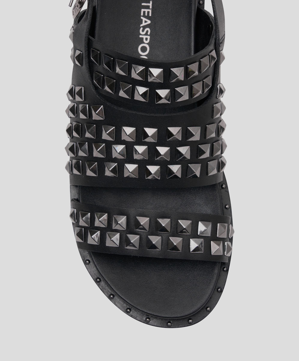 Studded Vivienne Slides - Black Metal