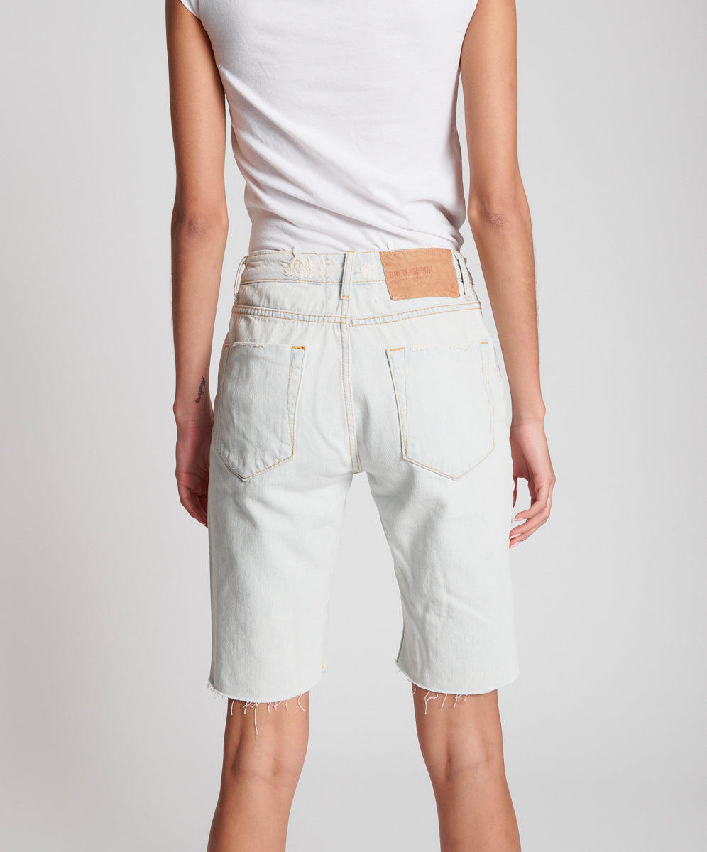 Truckers Mid Waist Long-Length Relaxed Denim Shorts - Brando