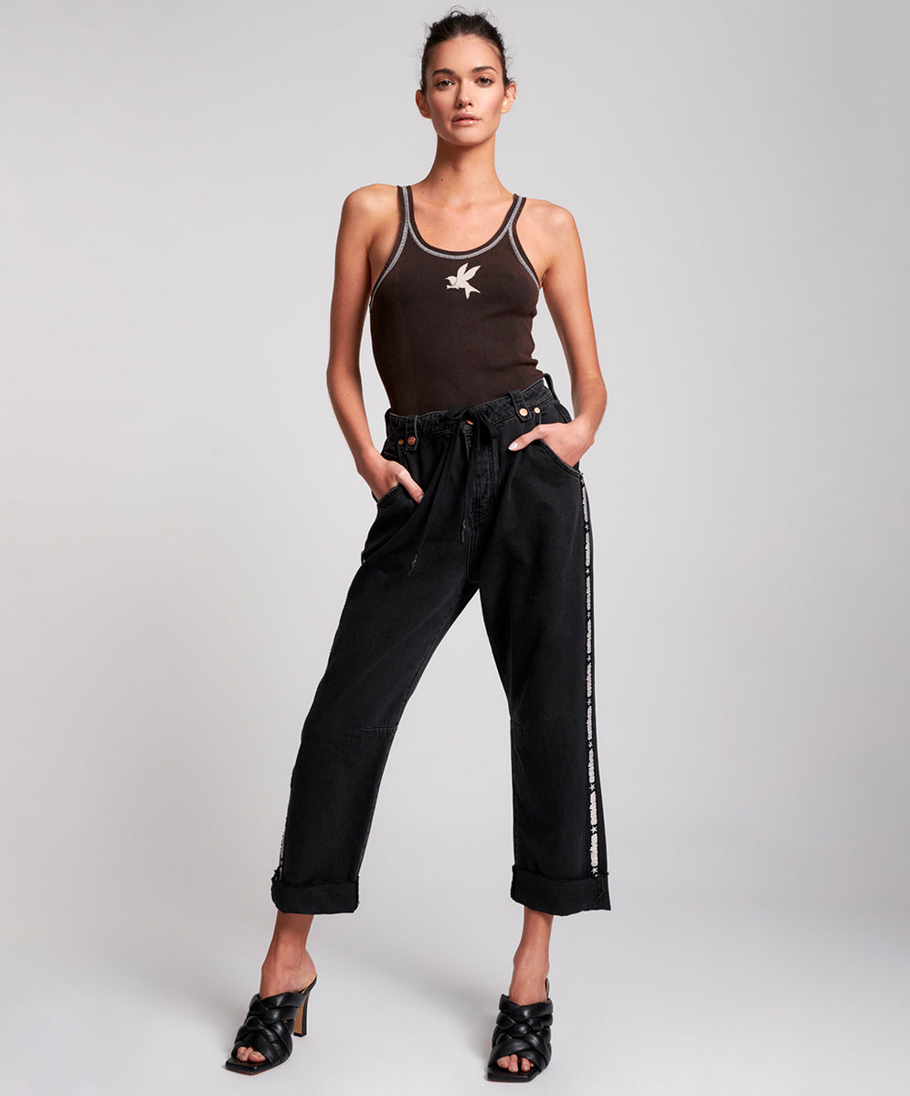 Safari High Waist Relaxed Tapered Denim Jeans - Worn Black