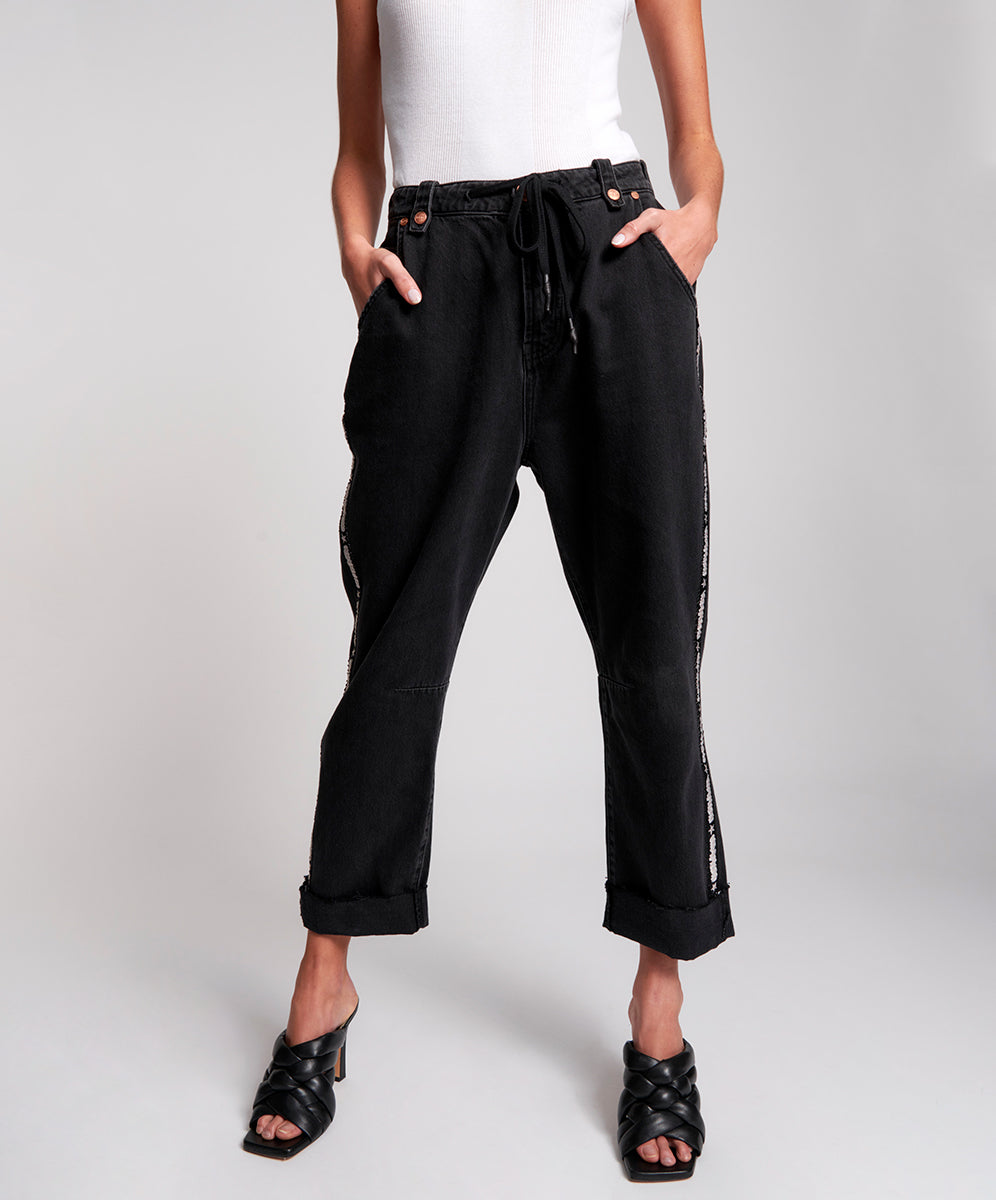 Safari High Waist Relaxed Tapered Denim Jeans - Worn Black