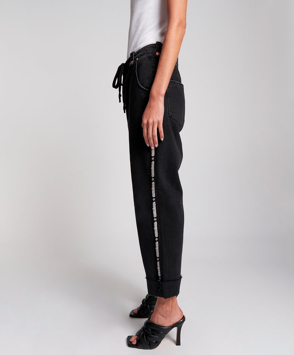 Safari High Waist Relaxed Tapered Denim Jeans - Worn Black