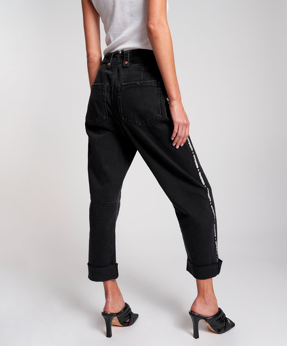 Safari High Waist Relaxed Tapered Denim Jeans - Worn Black