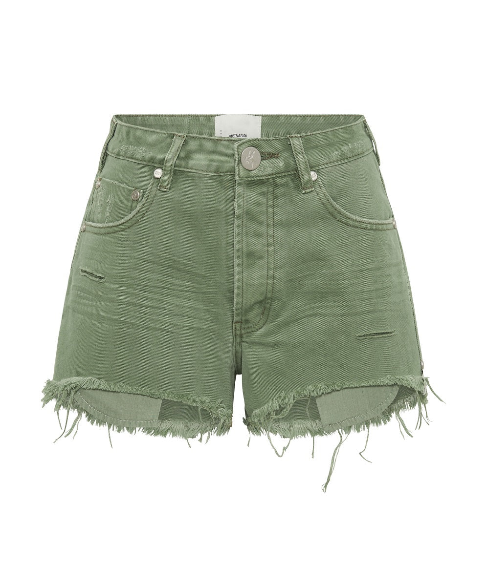 Bonitas High Waist Denim Shorts - Super Khaki