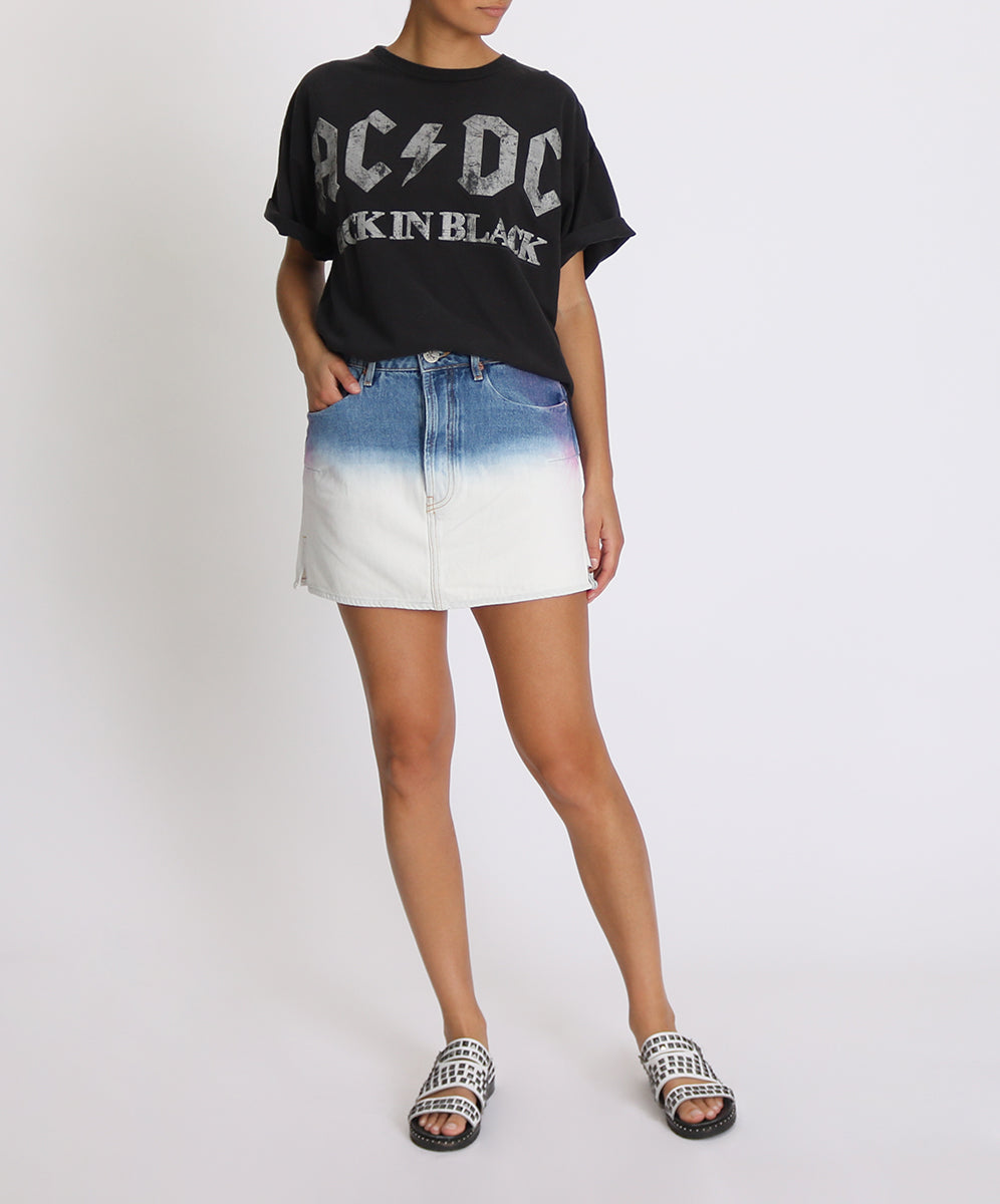 Vanguard Mid Waist Relaxed Mini Denim Skirt - Dip Dye