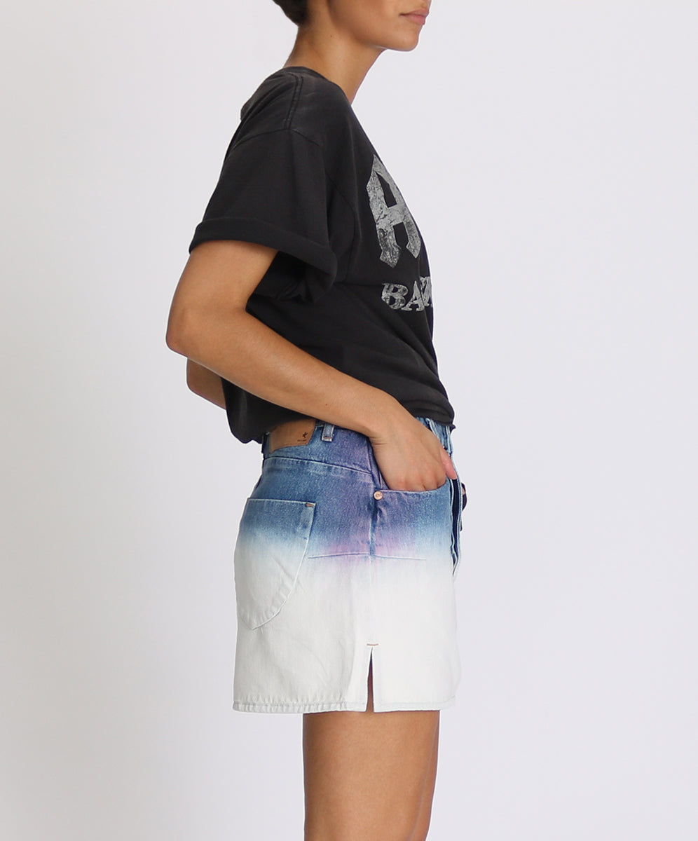 Vanguard Mid Waist Relaxed Mini Denim Skirt - Dip Dye