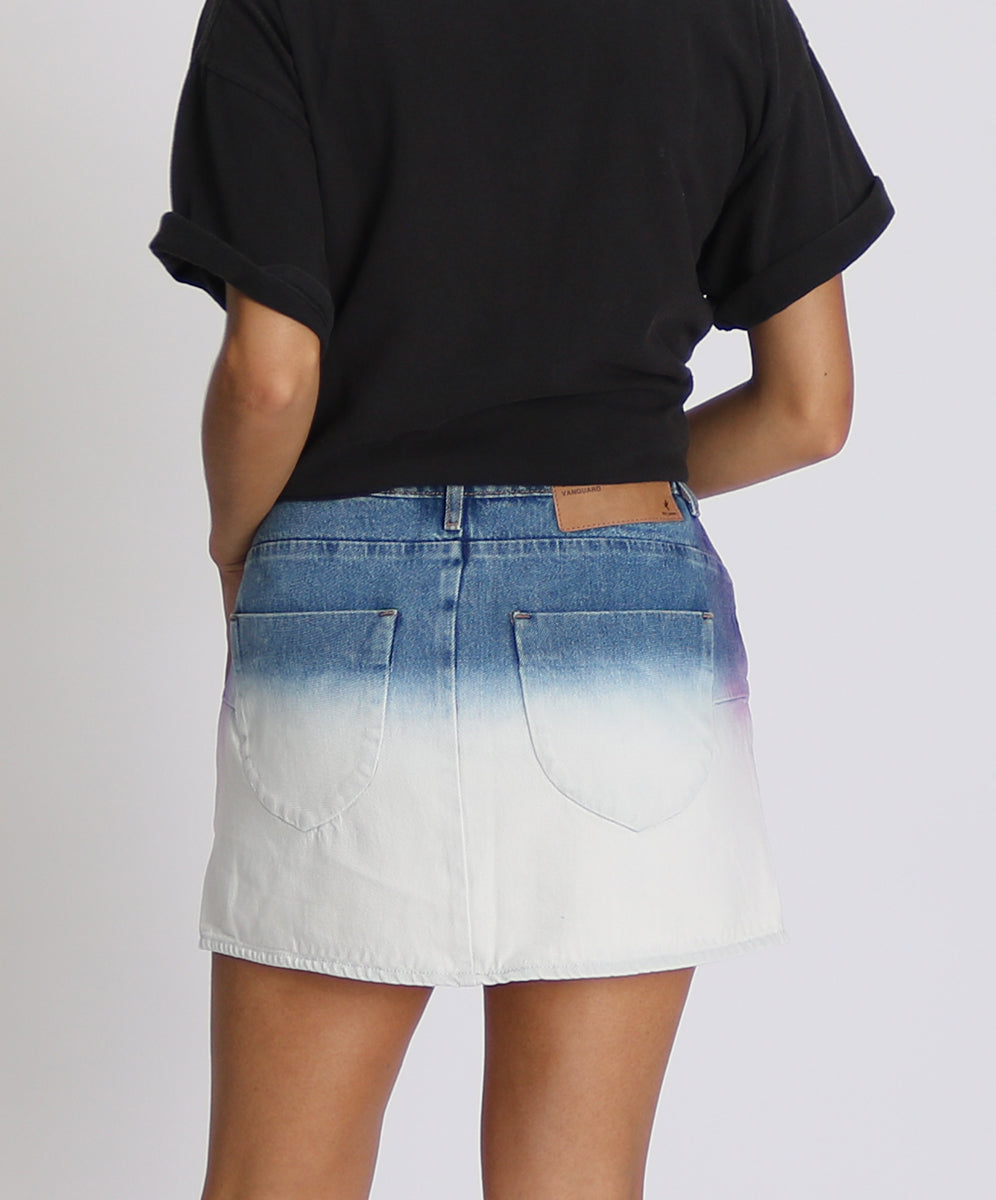 Vanguard Mid Waist Relaxed Mini Denim Skirt - Dip Dye