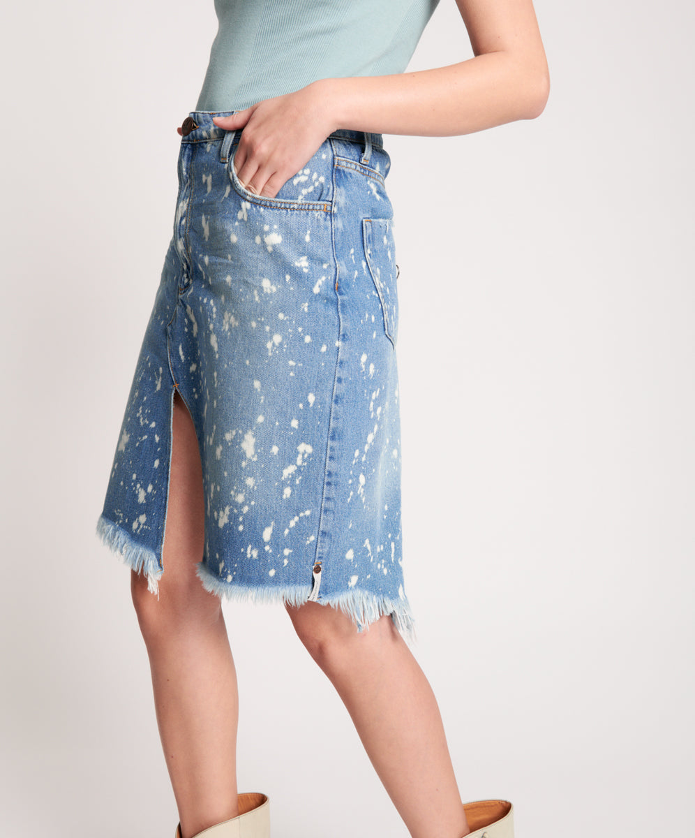 Trucker Trucker Mid Waist Denim Skirt - Royal Salt