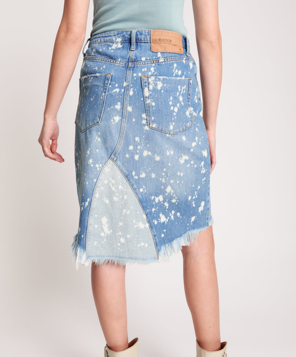 Trucker Trucker Mid Waist Denim Skirt - Royal Salt