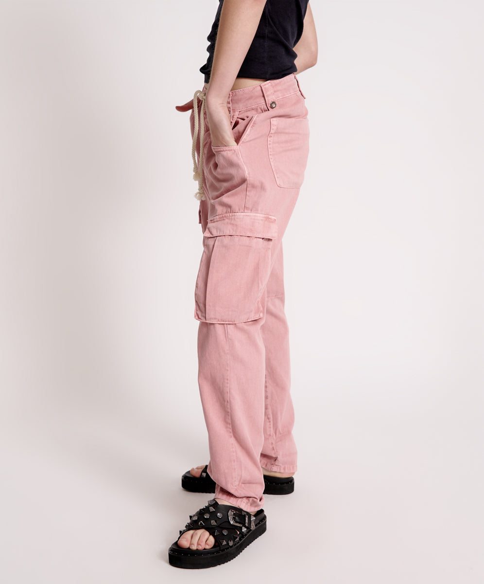 Safari High Waist Relaxed Tapered Denim Jeans - Dirty Pink