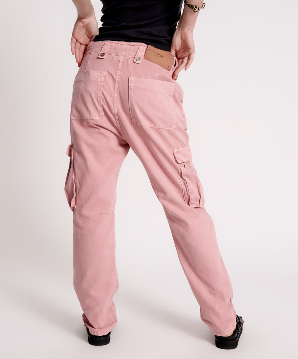 Safari High Waist Relaxed Tapered Denim Jeans - Dirty Pink