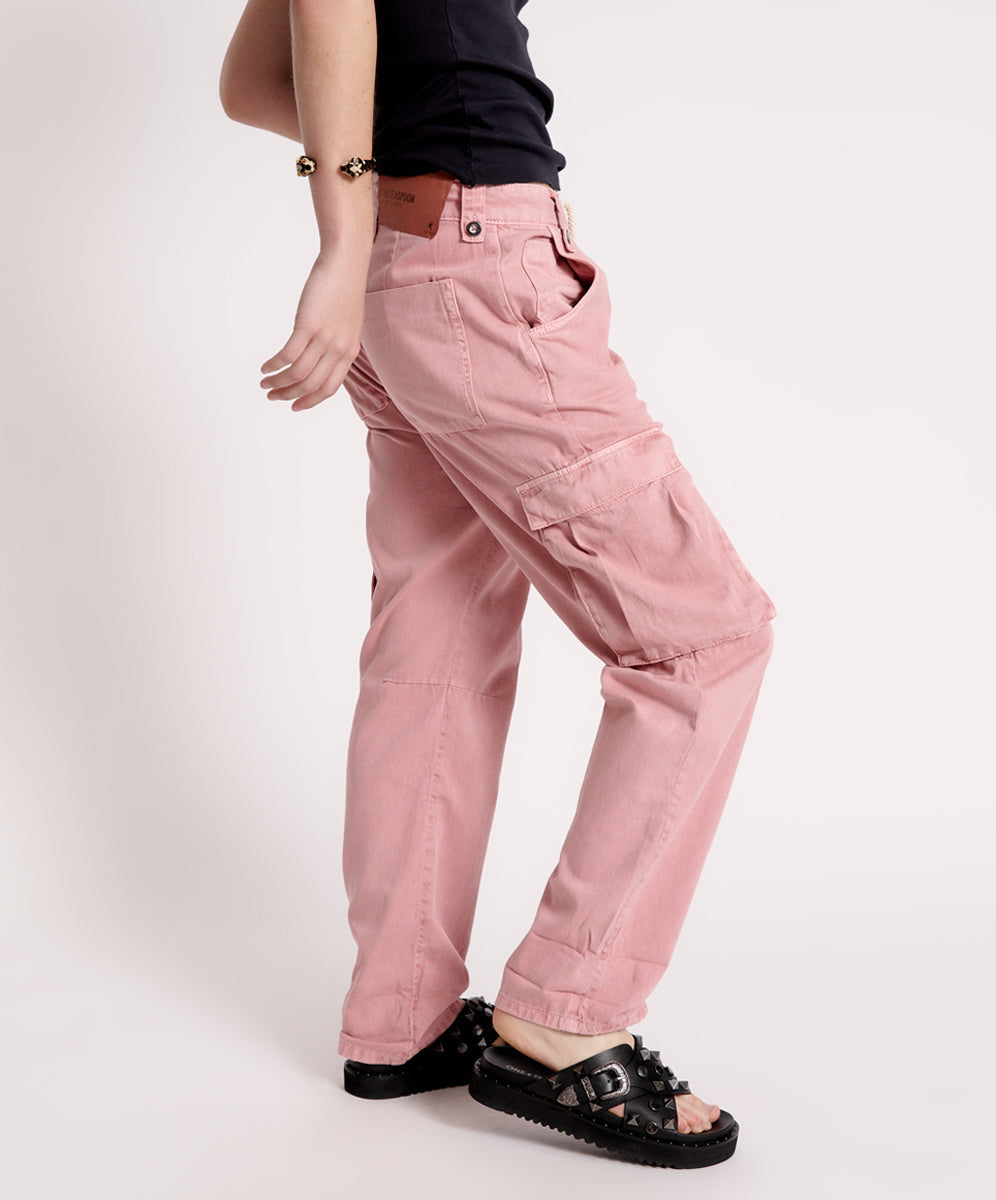 Safari High Waist Relaxed Tapered Denim Jeans - Dirty Pink