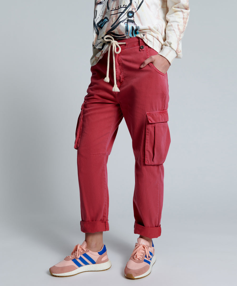 Safari High Waist Relaxed Tapered Denim Jeans - Red Envy