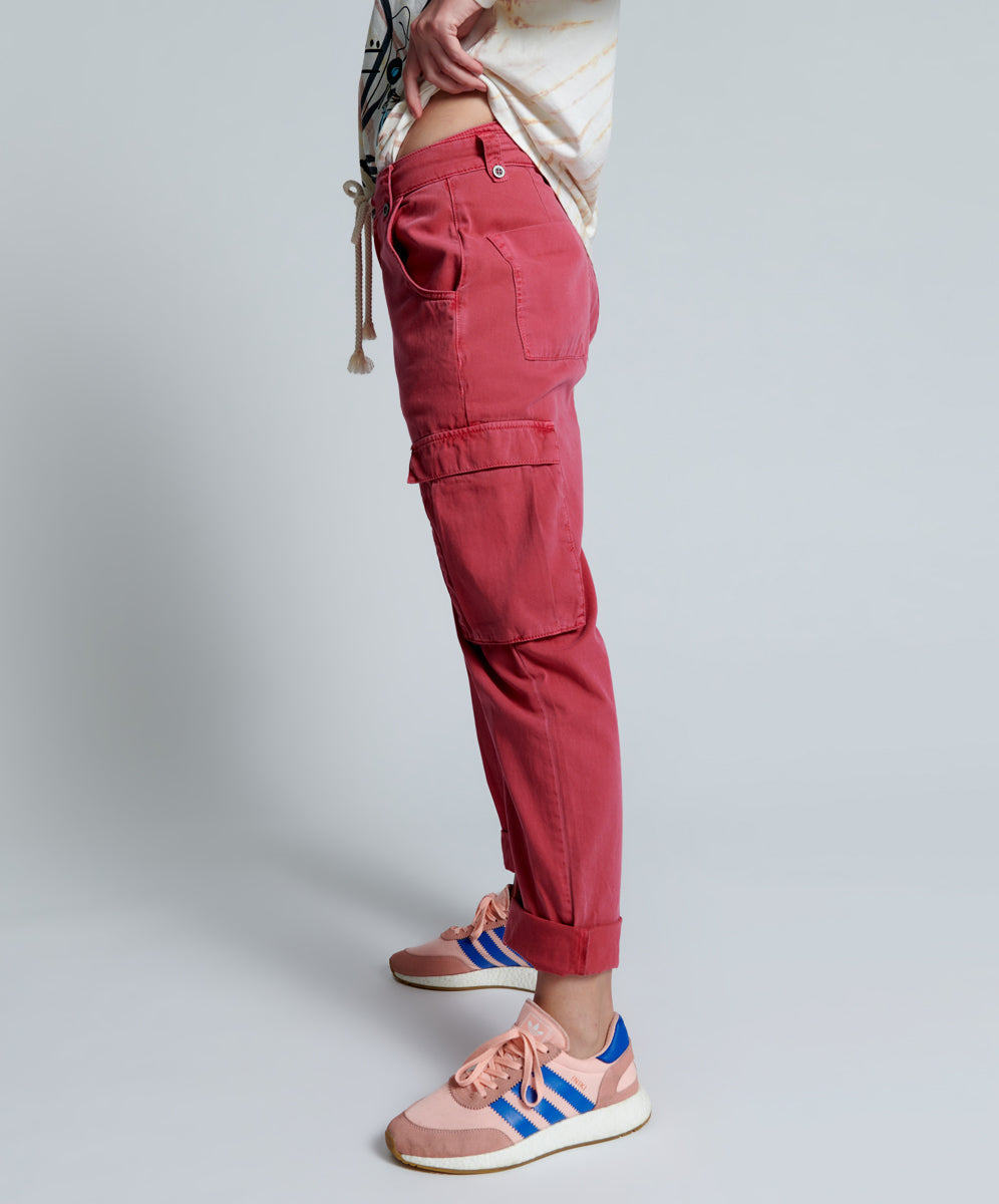 Safari High Waist Relaxed Tapered Denim Jeans - Red Envy