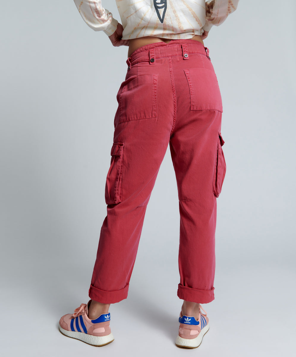 Safari High Waist Relaxed Tapered Denim Jeans - Red Envy