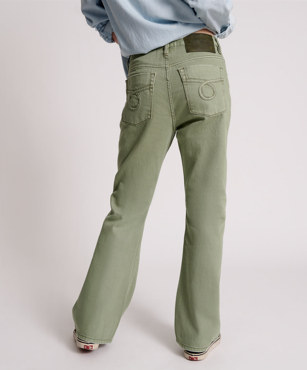 Charlie High Waist Flared Denim Jeans - Super Khaki