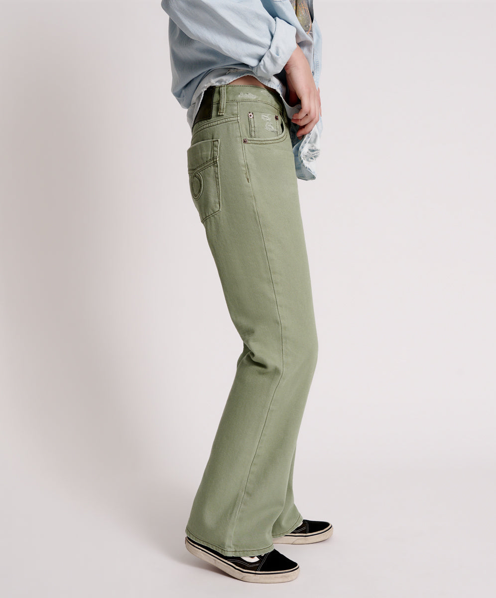 Charlie High Waist Flared Denim Jeans - Super Khaki