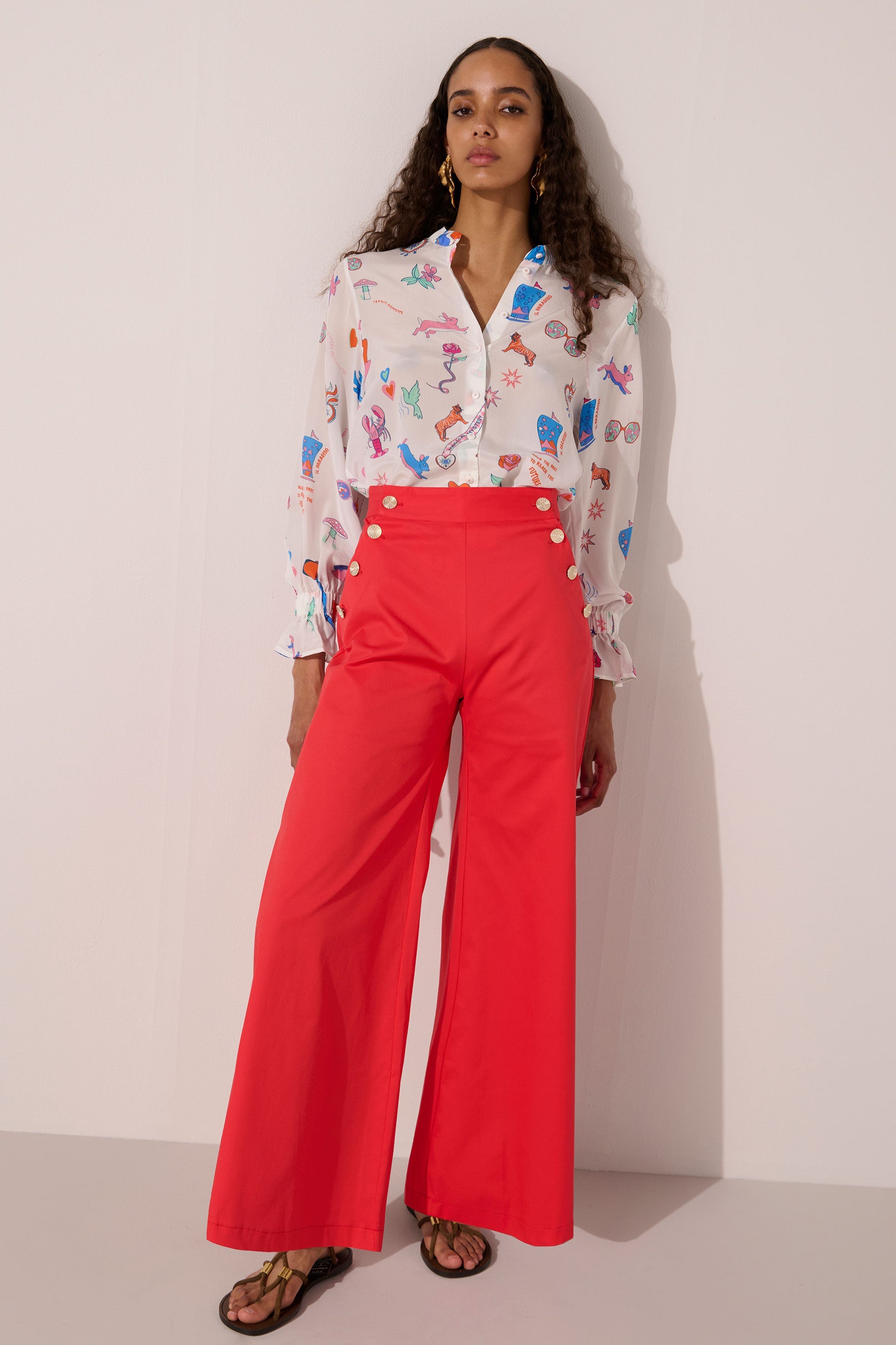 Image of product named venus coral nautical trousers by Paolita London