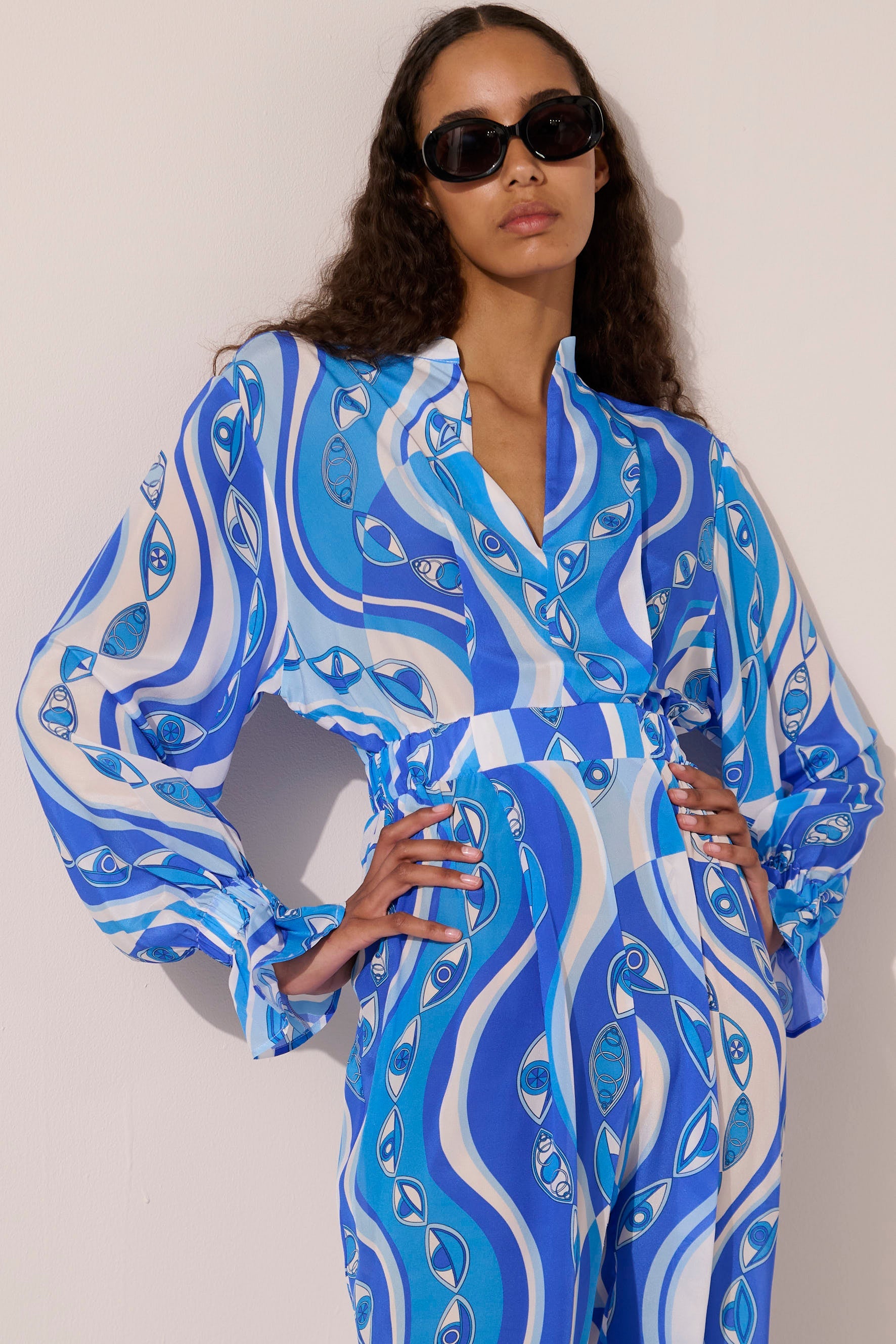 Image of product named ocean eyes felix silk jumpsuit by Paolita London
