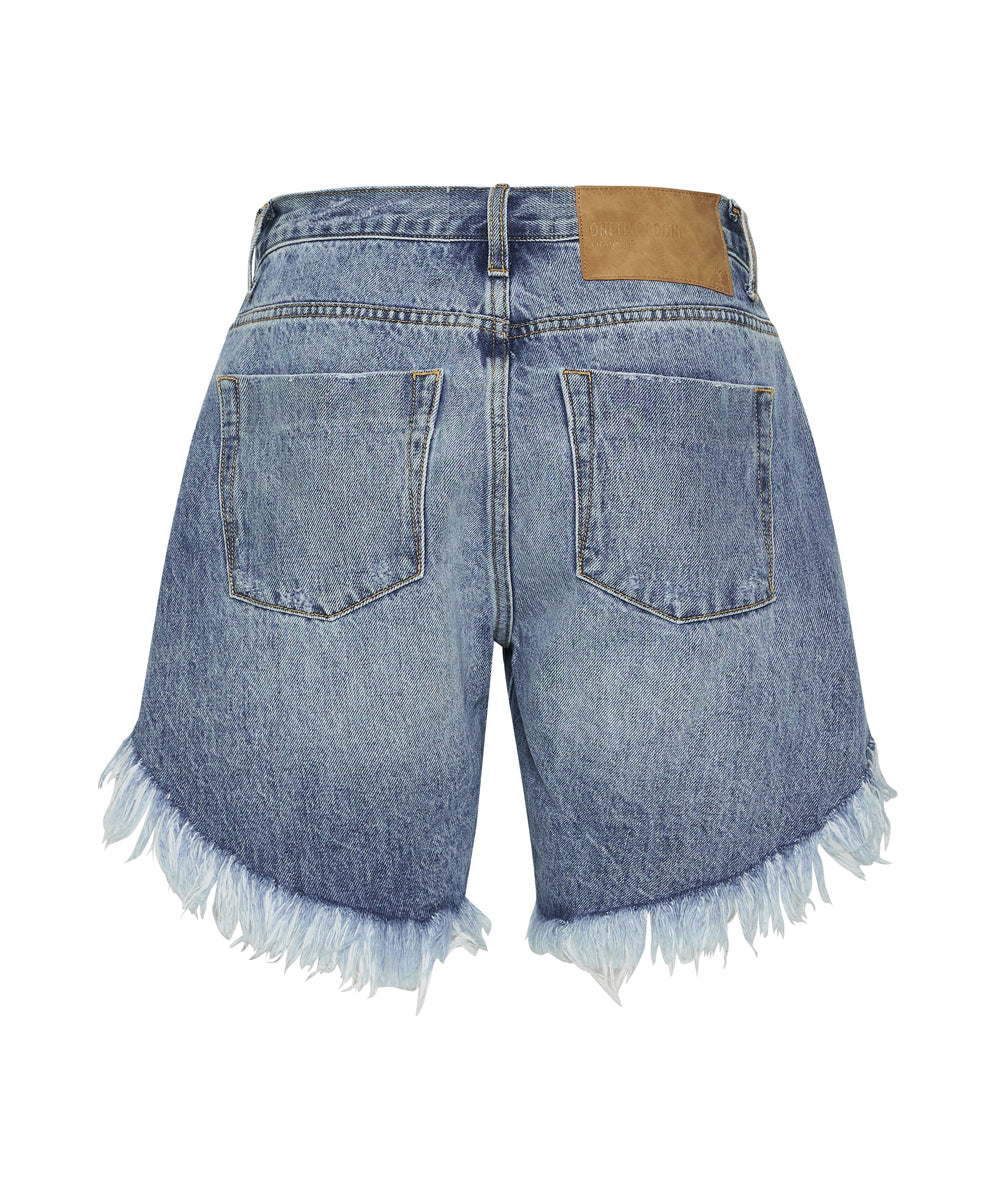 Frankies Low Waist Long Length Denim Shorts - Hollywood