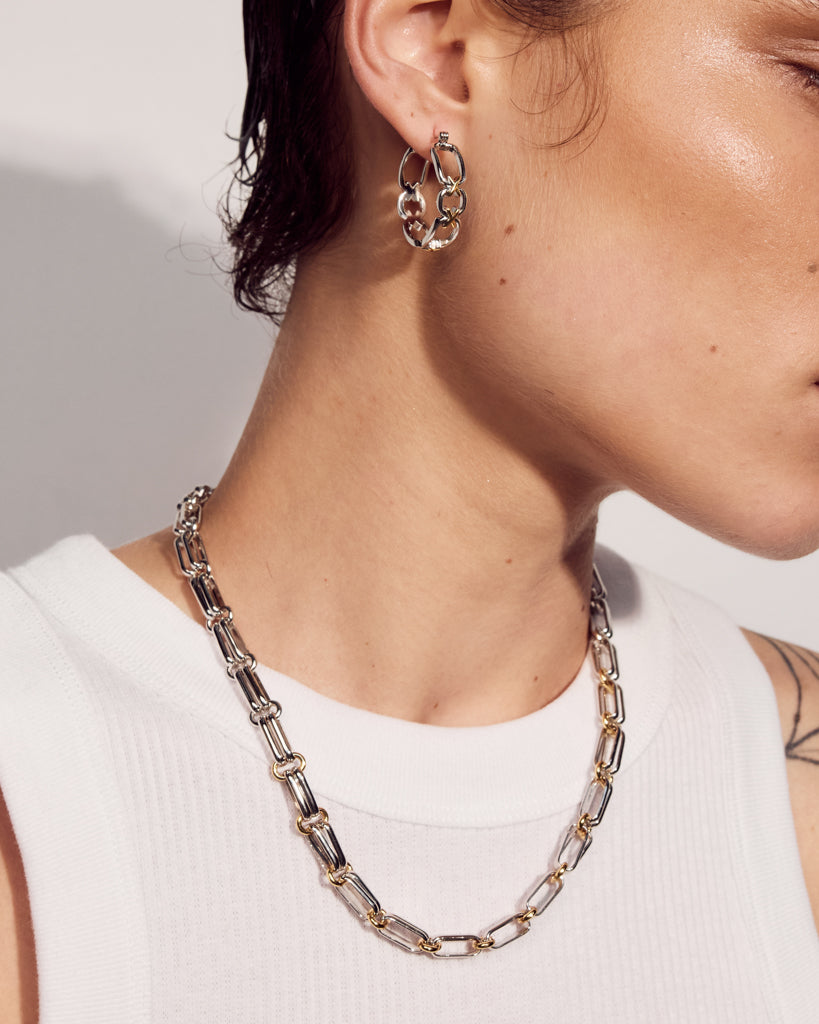 Two-Tone Chain Hoops