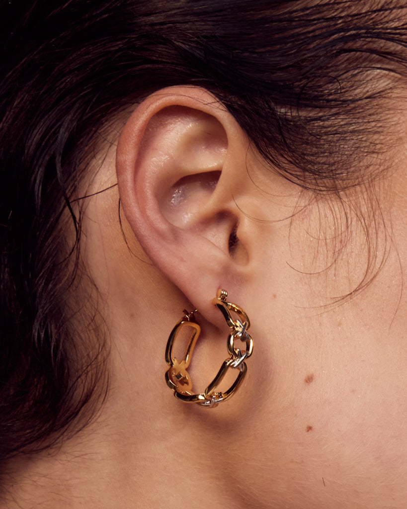 Two-Tone Chain Hoops