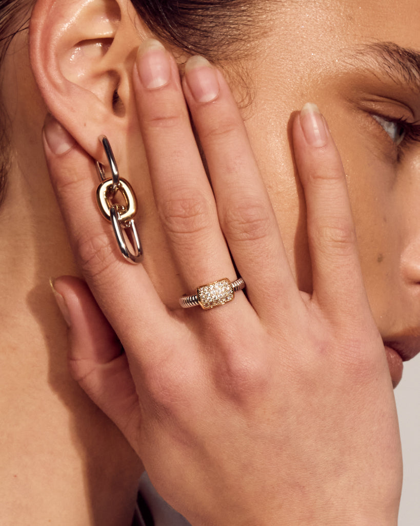 Pave Dome Snake Chain Ring