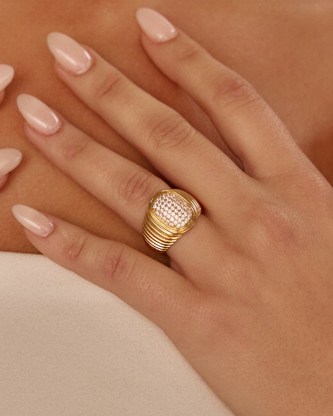 The Pave Oval Bezel Ring