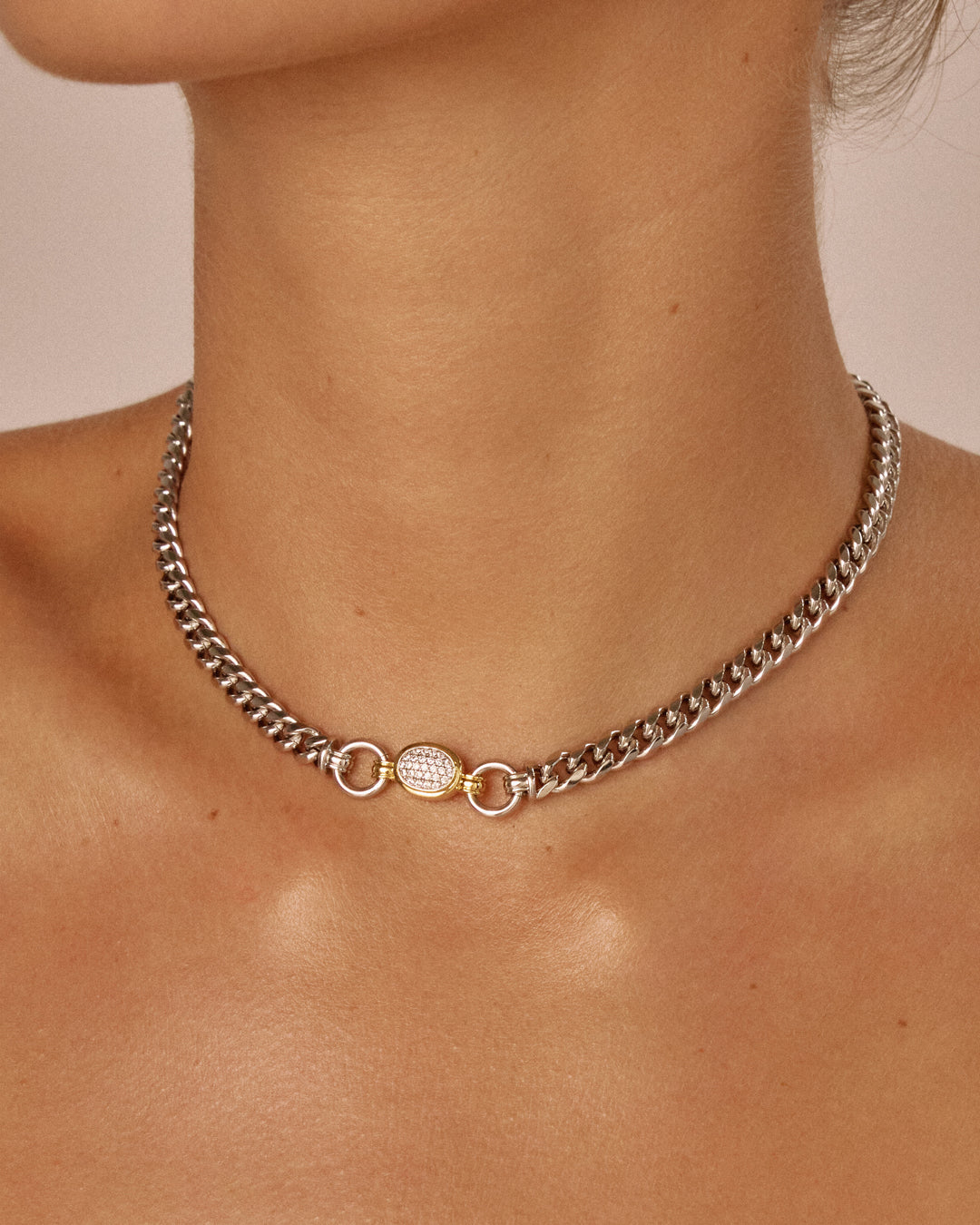 The Pave Oval Link Necklace