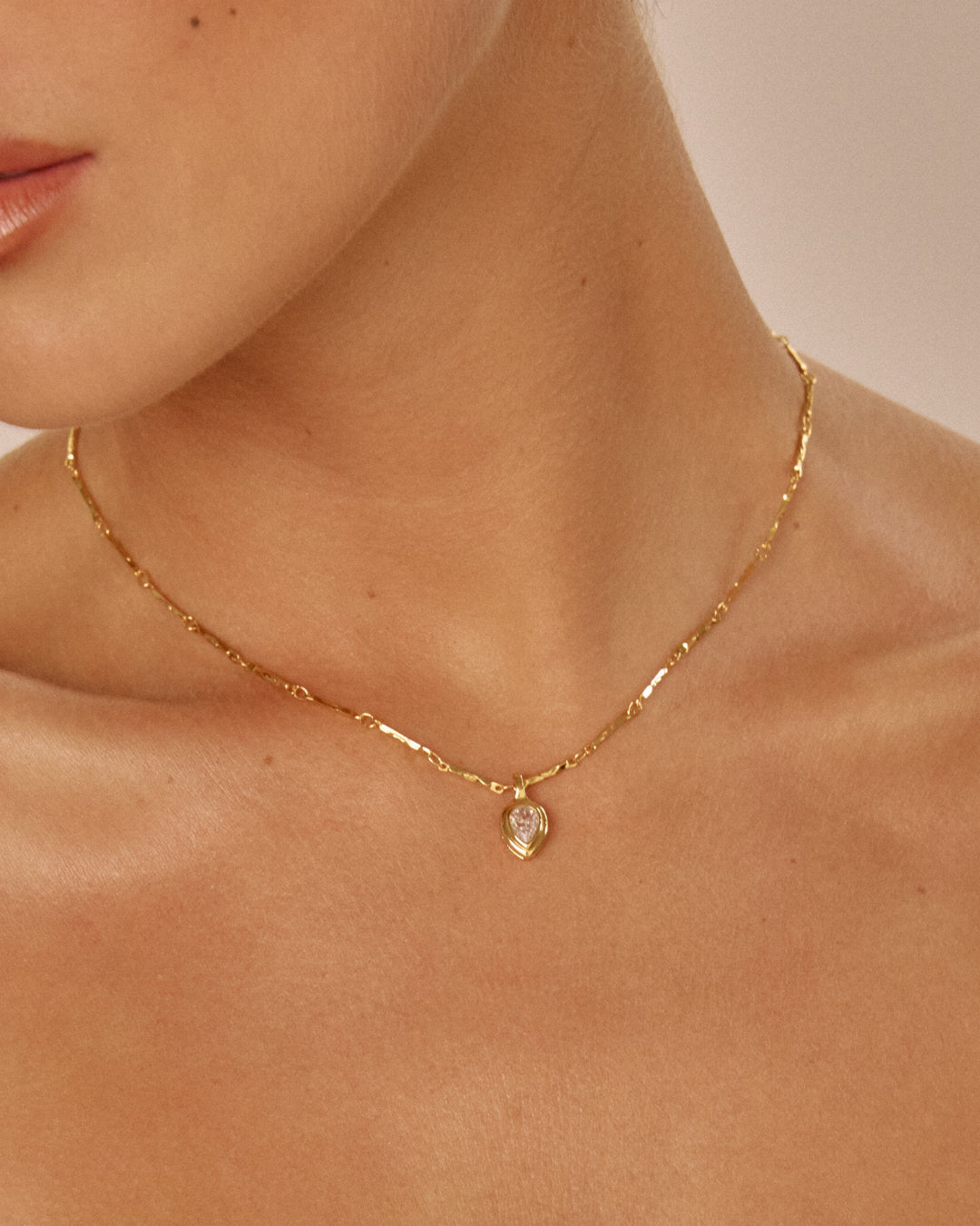 The Pear Double Bezel Charm Necklace