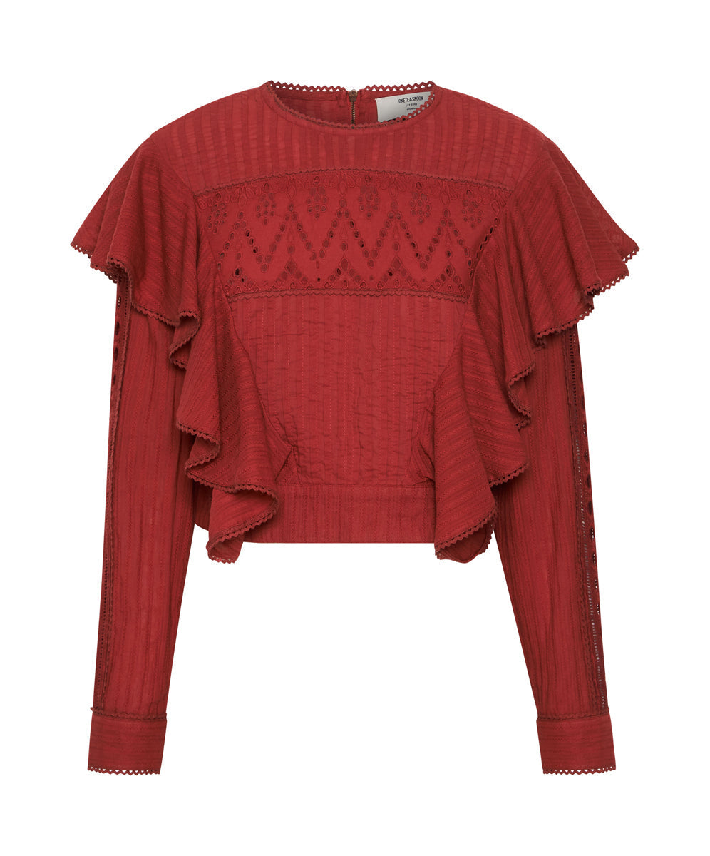 Victoria Longsleeve Crop Top - Red Wine