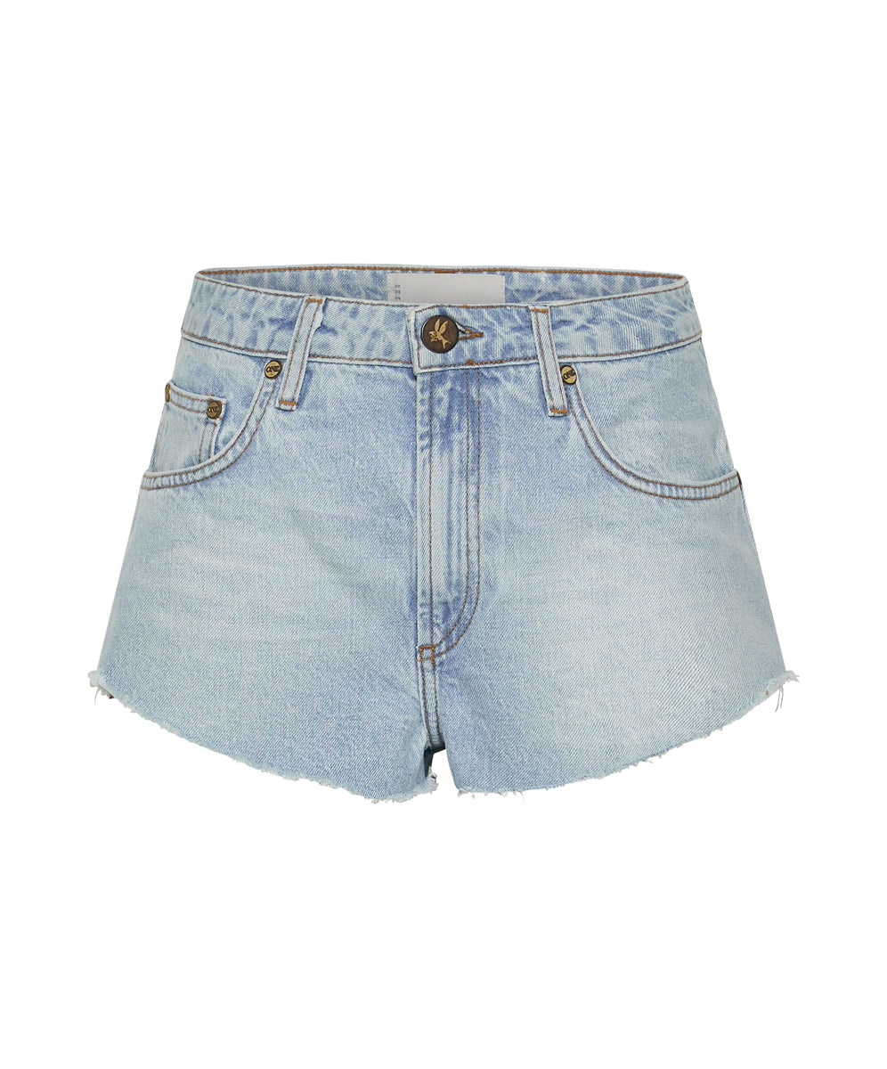 The One High Waist Cheeky Denim Shorts - Best Blue