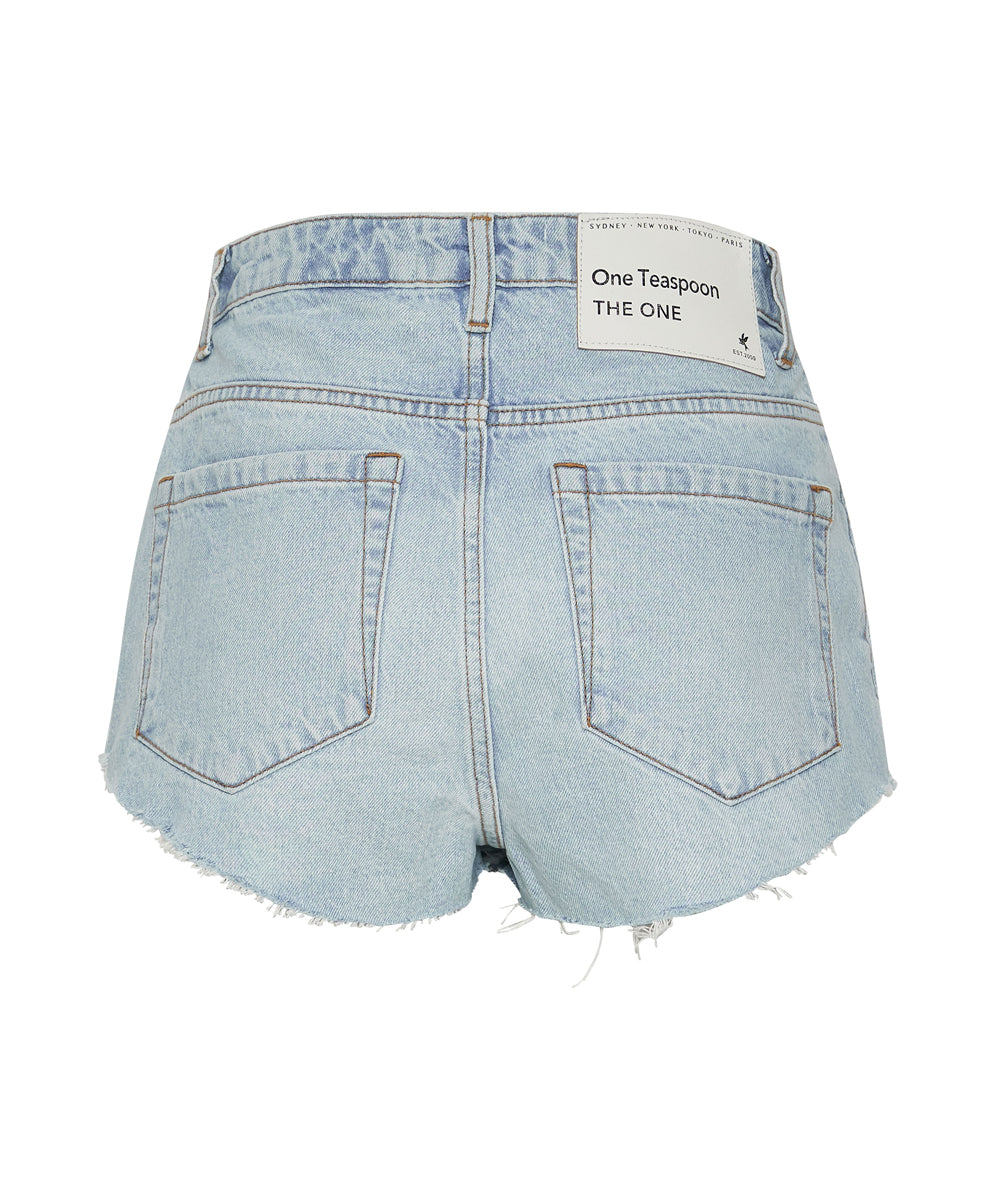 The One High Waist Cheeky Denim Shorts - Best Blue