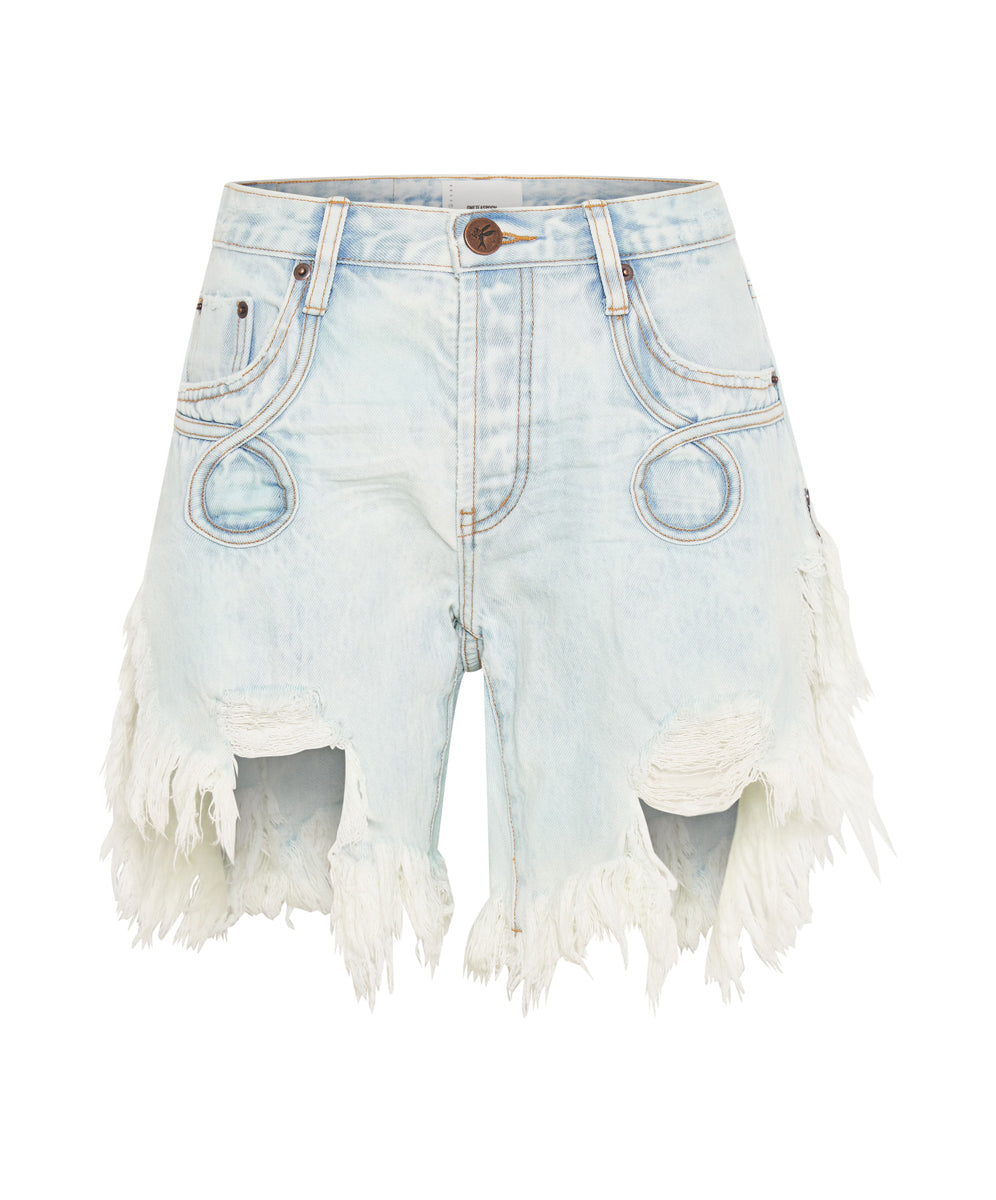 Frankies Low Waist Long Length Denim Shorts - Florence