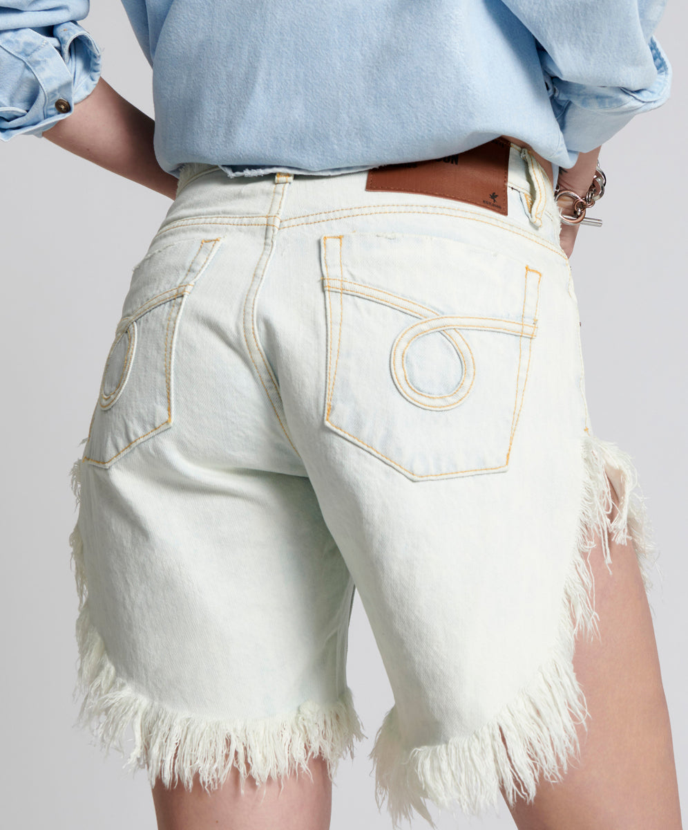 Frankies Low Waist Long Length Denim Shorts - Florence