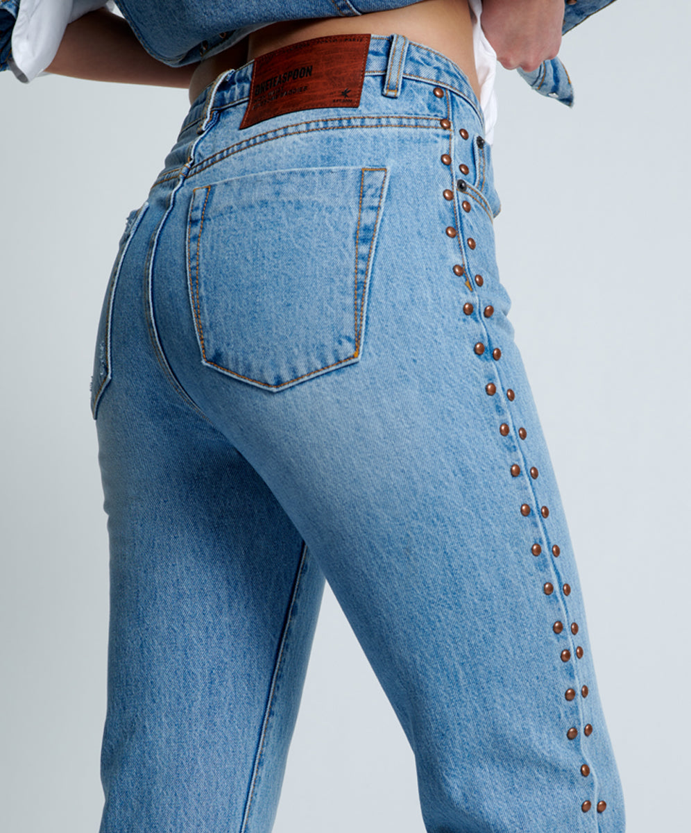 Awesome Baggies High Waist Straight Leg Denim Jeans - Ocean