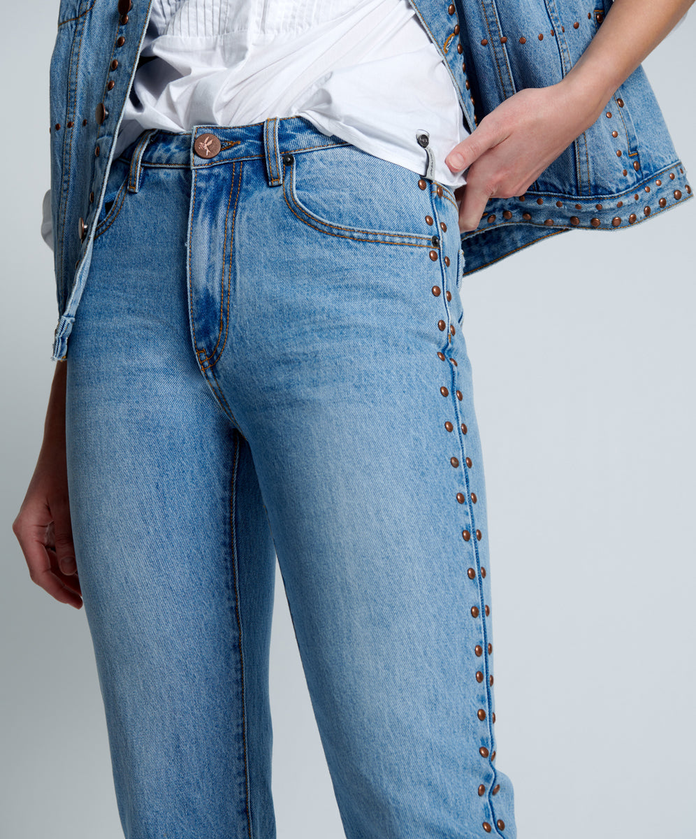 Awesome Baggies High Waist Straight Leg Denim Jeans - Ocean