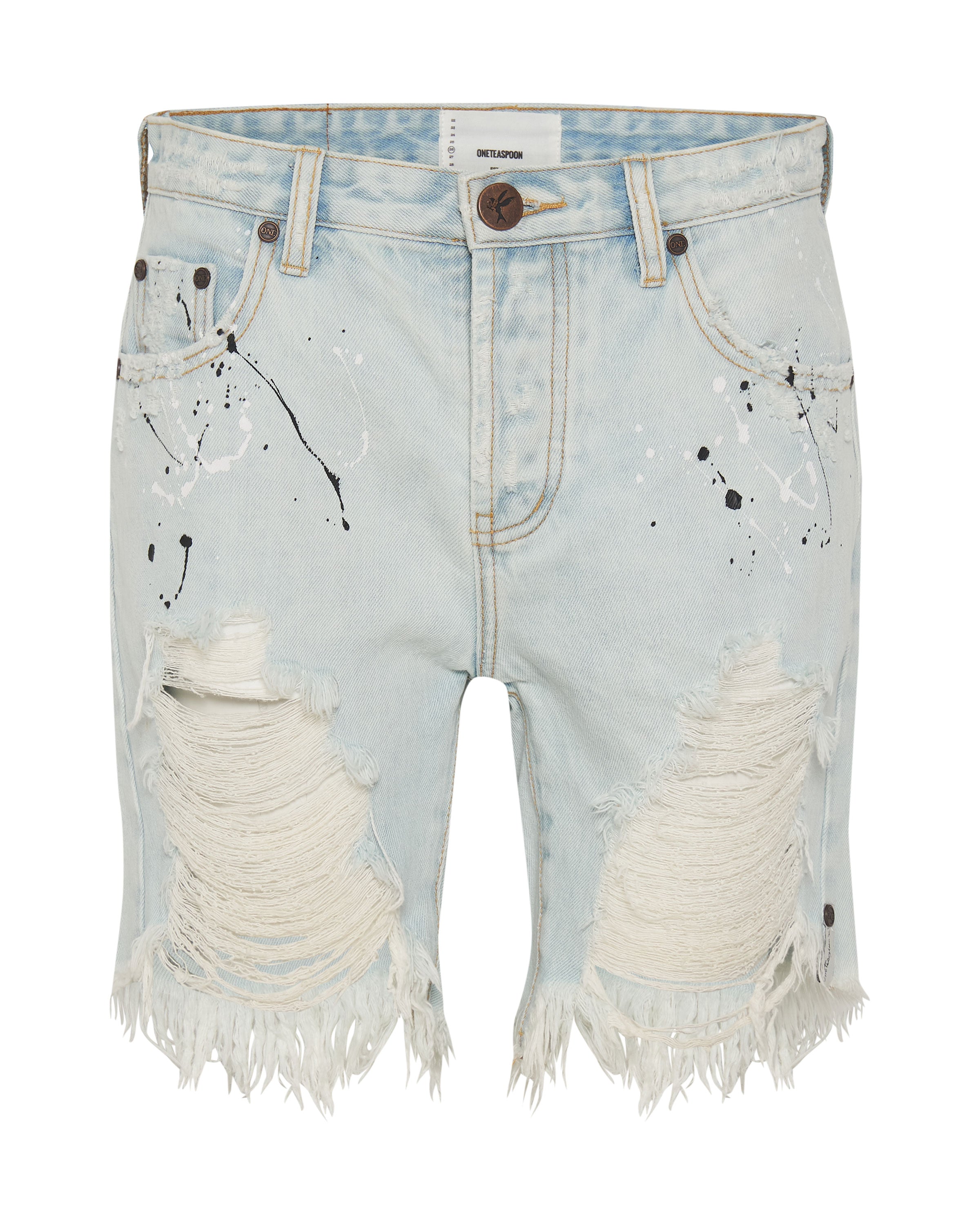 Stevies Low Waist Waist Long Length Boyfriend Denim Shorts - Florence Painted