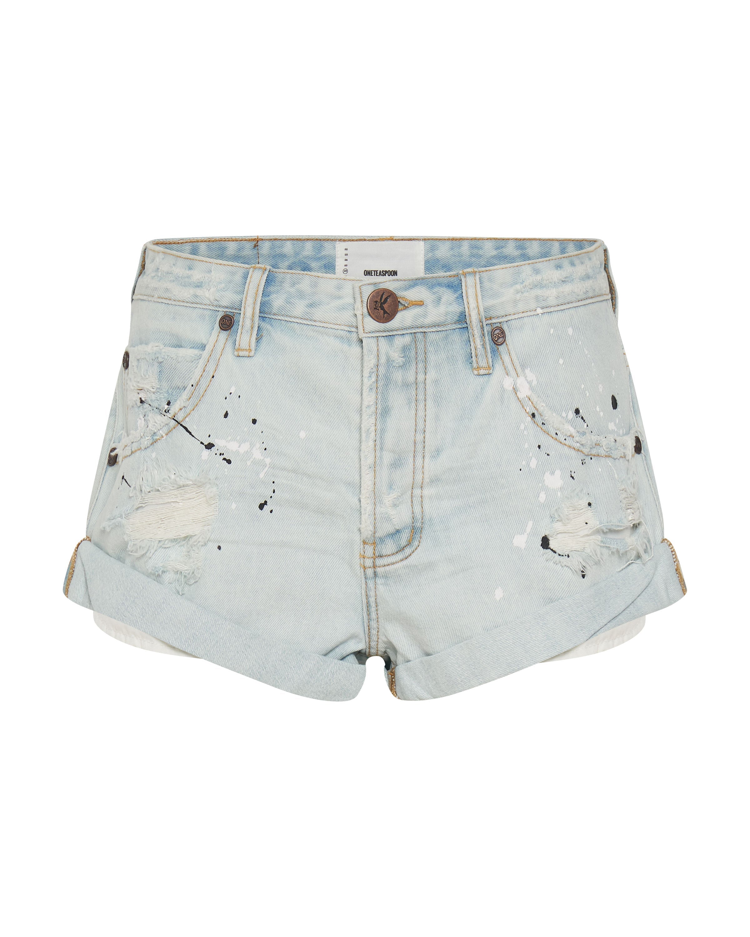 Bandits Low Waist Denim Shorts - Archived Florence Painted Blue