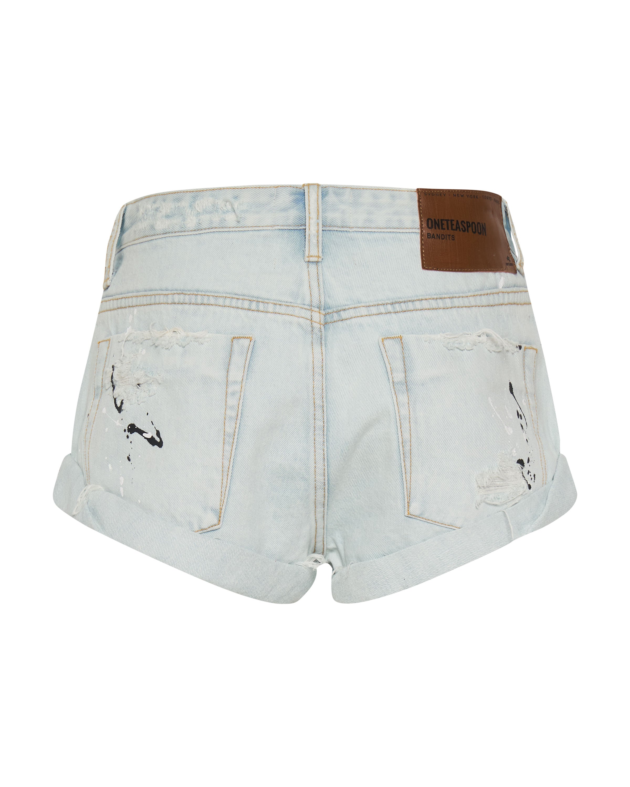 Bandits Low Waist Denim Shorts - Archived Florence Painted Blue