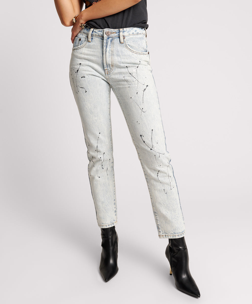 Awesome Baggies High Waist Straight Leg Denim Jeans - Florence Painted